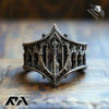 Unisex Geometric Texture Castle Ring Classical Retro Gothic Accessory for Holiday Gift - Image 1