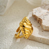 Stainless Steel Conch Croissant Glossy Spiral Twisted Chunky Open Rings for Women Summer Beach Holiday Jewelry - Image 5