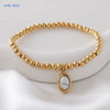 Mhs.sun Stone 12 Months Birthstone Bracelets Gold Plated Stainless Steel Bead Bracelet Birthday Jewelry For Women Men - Image 17
