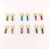 Silver Stainless Steel Earrings Steinohrringe Woman Square Stone Hoop Earrings Spring - Image 5