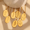 Stainless Steel Month Pendant Necklace in Gold-Tone - Image 1