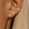 Three-Piece Floral Stud Earring Set with Linked Details - Image 1