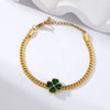 316L Stainless Steel Green Clover Zircon Necklace Bracelet Earrings For Women Party Gift Jewelry 3-Set - Image 8