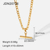 Gold Color Plating Figaro Cuban Chain T-bar Pendant Necklace Stainless Steel T-bar Pendant Necklace For Women - Image 8