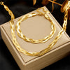 Dieyuro 316L Stainless Steel 3in1 Crossover Snake Chain Necklace Bracelets For Women Girl Jewelry Set - Image 22
