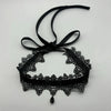 Gothic Lace Choker Necklace with Flower and Teardrop Details - Image 7