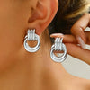 Stainless Steel Chunky Knot Earrings for Women Vintage Simple Multi-layer Circle Round Drop Earrings Punk Jewelry Gifts - Image 17