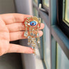 Exaggerated Blue Eye Brooches For Women Men Retro Crystal Tassel Baroque Evil Eyes Brooch Pins Office Party Jewelry Gitf - Image 5