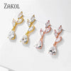 Vintage Flower Shape Zircon Water Drop Crystal Pendant Dangle Women's Earrings Bridal Wedding Jewelry - Image 2