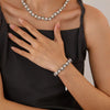 316L Stainless Steel Pearl Chain Necklace Bracelet Set For Women Silver Color Jewelry Set Gift Party - Image 4