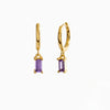 Charm Dainty Baguette Huggie Hoop Earrings with Emerald Amethyst CZ Dangle French Minimalist Jewelry for Women Accessories - Image 13