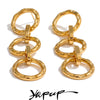 Stainless Steel Round Circle Link Long Drop Dangle Earrings Gold Pvd Plated Statement Jewelry Gift - Image 1