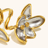 La. Muses Mixed Color Flower Double Headed Stainless Steel Women's Open Ring Pvd Gold Plated Daily Jewelry Accessories - Image 5