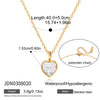 Heart Water Drop and Oval Stone Pendant Necklace in Gold Tone - Image 7