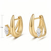 Gold Plated Eros Floating Huggies Earring Minimalist Pear Oval Marquise CZ Waterdrop Hoop Earring For Women - Image 14