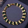 Golden Plated Copper Jewelry Set with zirconia Elegant Bracelet Pendant Necklace, Earrings Christmas gifts - Image 3