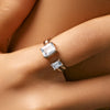 Silver Rectangle Emerald Cut Light Blue CZ Ring Delicate Adjustable Finger Ring For Women Girl Party Jewelry - Image 2