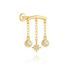 1PC Silver Eight-pointed Star CZ Piercing Earring For Women Tassel Chain Stud Earring Party Jewelry - Image 16