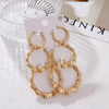 3 Pairs Gold/Silver Plated Bamboo Hoop Earrings, Chunky Circle Earring Set - Image 3
