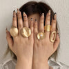 Elastic Rope Adjustable Rings for Women Men Irregular Geometric Matte Chunky Gold Color Finger Ring Charm Jewelry - Image 3