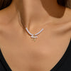 Silver Star Pendant Necklace For Women Gold Triangular Geometry Flower Inlaid Zircon Layered Jewelry - Image 4