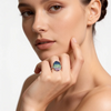 Siver Ring with Zircon Topaz Colorful Gradient Ring 13 18MM Large Stone Party Wedding Jewelry for Women - Image 2