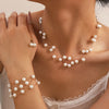 Elegant Multi-layer Stacked Imitation Pearl Necklace+Bracelet+Earrings Women's Jewelry Set Daily Party Wear Gift - Image 1