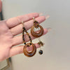Vintage Maillard Coffee Tone Clip on Earrings for Non Pierced Retro Style Brown Resin Tiger Eye Stone Artistic Women Ears Clips - Image 11