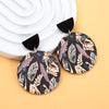 Round Black Acrylic 3D Printing Women's Leaf Earrings Dangle Vintage Casual Lightness Elegant Jewelry Daily Wear Accessories - Image 12