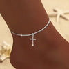 Dainty Chain Anklet with Cubic Zirconia Cross Pendant - Image 7