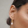 Pearl Dangle Earrings for Women Mom, Dainty Gold Plated Stainless Steel Waterdop Pearls Earring Jewelry Gifts - Image 1