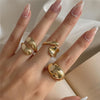 3Pcs/Set Gold Color Smooth Geometric Open Rings Set For Women Exaggerated Metal Irregular Thick Chunky Ring Jewelry Gift - Image 1