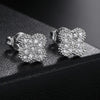 Lucky Clover Petal Earrings For Women Men hip-hop Iced Out Zirconia Blingbling Silver Color Stud Earings Jewelry -1 - Image 4