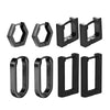 Punk Multiple Styles Black Stainless Steel Hoop Earrings For Men Women U Shaped Square Hexagon Earrings Gothic Ear Jewelry - Image 7