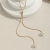 Simple Faux Pearl Pendant Adjustable Long Sweater Chain Necklace Female Necklace Jewelry Ornament Gift - Image 4