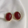 Oval Metal Post Earrings Classic Resin Styles For Women Vintage Jewelry Daily Wear Accessories Timeless Gifts - Image 8