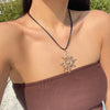Creative Adjustable Leather Wax Thread Chain Necklace for Women Goth Metal Spiral Sunflower Pendant Choker Jewelry Gift - Image 3
