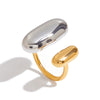 Yori Geometric Oval Gold Peas Stainless Steel Open Ring for Women Daily Jewelry Rust Prevention - Image 8