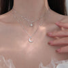 Simple Double Layer Star Moon Charm Necklace Delicate Clavicle Chain Zircon Necklace For Women Jewelry - Image 7
