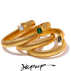 White Green Black Cubic Zirconia Stainless Steel Elastic Metal Statement Bracelet Bangle Golden Jewelry - Image 1