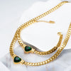 Love Heart Zircon Necklace Bracelet Dubai Cuban Chain Jewelry Set For Women Stainless Steel Gold Color Plated - Image 4