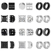 1 Pair Stainless Steel Inlaid Cubic Zirconia Magnetic Non-Piercing Stud Earrings Round Clip on Ear Cuff for Men Women - Image 1