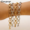 316L Stainless Steel Metal Oval Wrist Chain Bracelet For Women Men Texture Antiallergic Bangle Jewelry Gift - Image 1