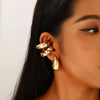 C-Shaped Clip-On Ear Cuff with Water Drop Detail - Image 29