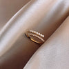 Light Micro Rhinestone Rings Woman Gold-color Elegant Simulated Pearl Open Ring Party Wedding Stackable Ring Jewelry A - Image 1