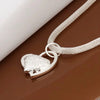 Heart Pendant Necklace with Textured Chain in Silver-Tone - Image 4