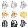 Eueavan Flower of Life Ring Stainless Steel Sacred Geometry Archangel Metatron Ring Adjustable Amulet Jewelry Gift - Image 1