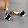 Cute Female Champagne Square Jewelry Crystal Zircon Stone Hoop Earring Rose Gold Color Wedding Earrings For Women - Image 25