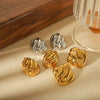 Gold Plated Wave Texture Stud Earrings Chunky Geometric Square Earrings Jewelry for Women - Image 4