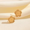Stainless Steel Golden Plum Blossom Five Leaf Flower Stud Earrings For Women Clover Jewelry Gift - Image 6